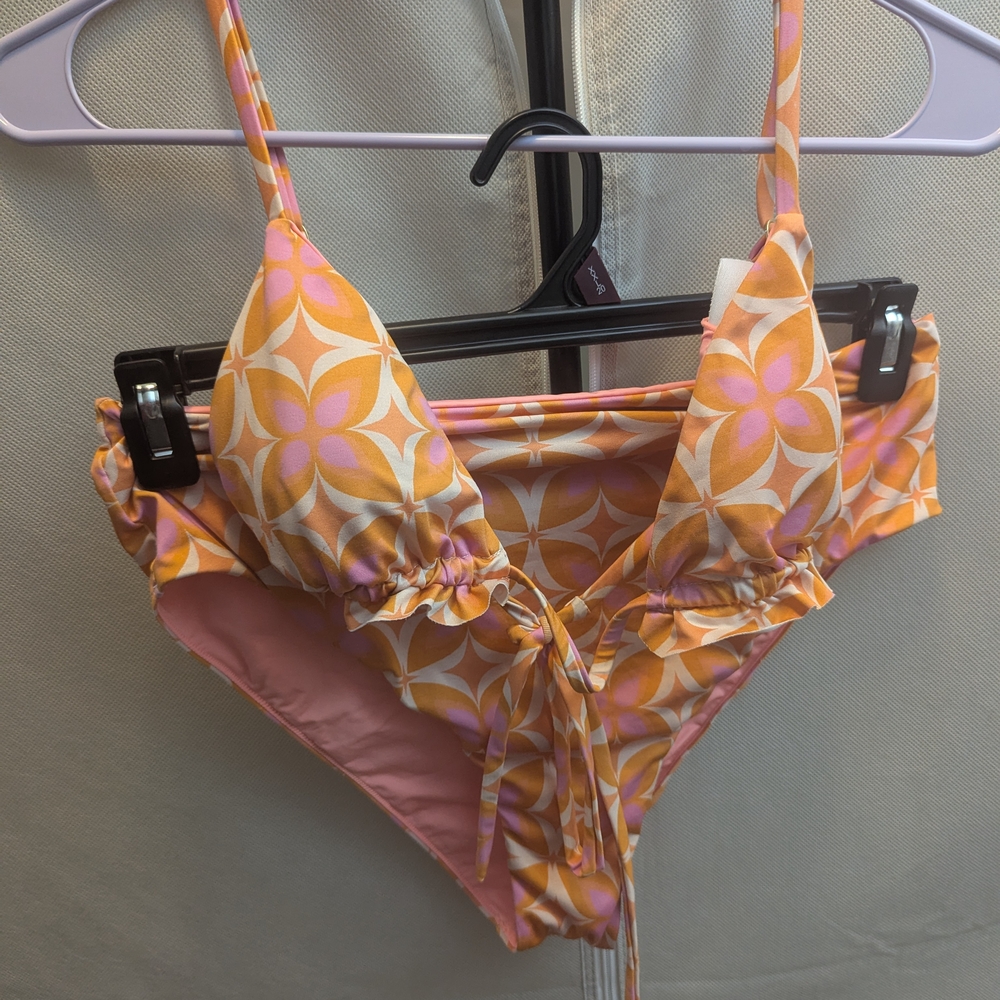 Floral Orange and Pink Bikini